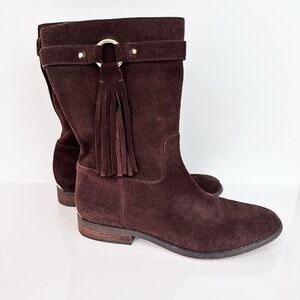 Michael Michael Kors Brown Suede Rhea Bootie With Tassel Detail